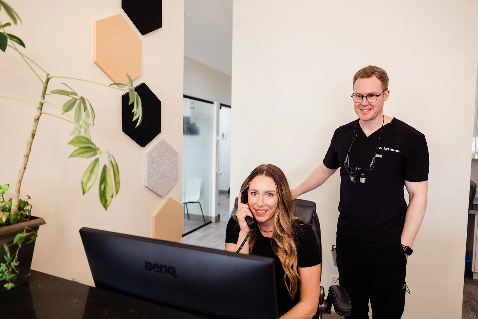 The reception desk at Heritage Dental Centre, Macleod Trail SE